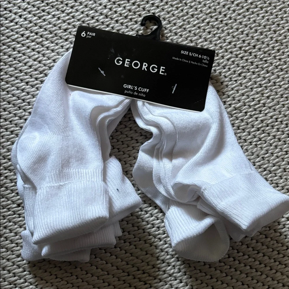 Socks cuff 6 pair new size S-10.5 George polyester, nylon & spandex